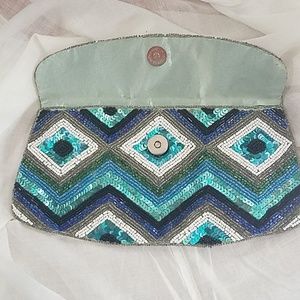 NWOT Sequined & beaded Clutch